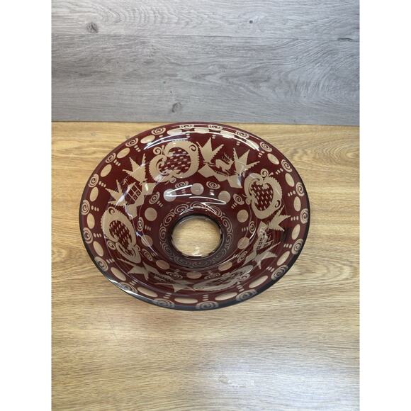 Vintage EGERMANN RUBY RED Bohemian Czech Art Glass 10” BOWL 4.5” Deep - Picture 2 of 7
